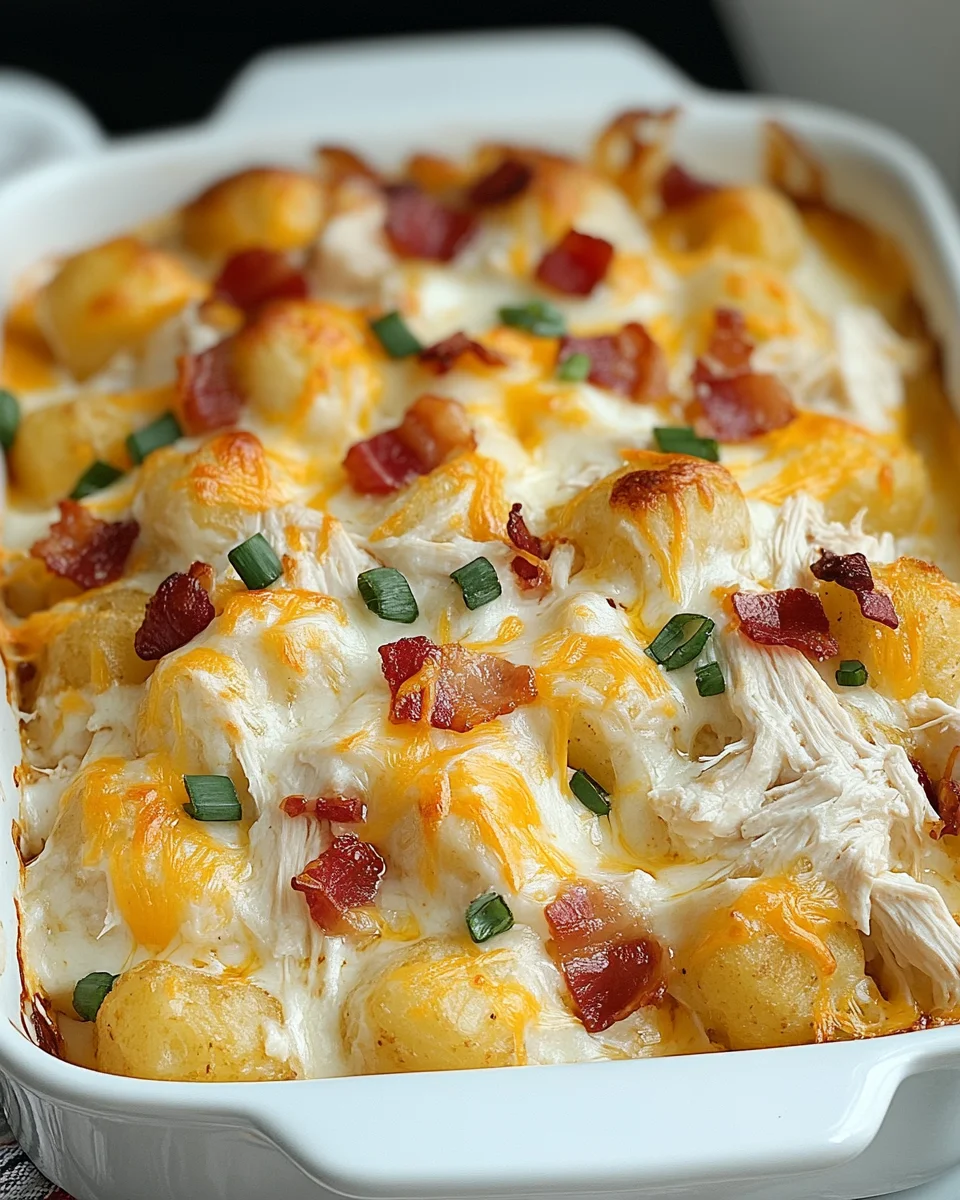 Easy Chicken Bacon Ranch Tater Tot Casserole