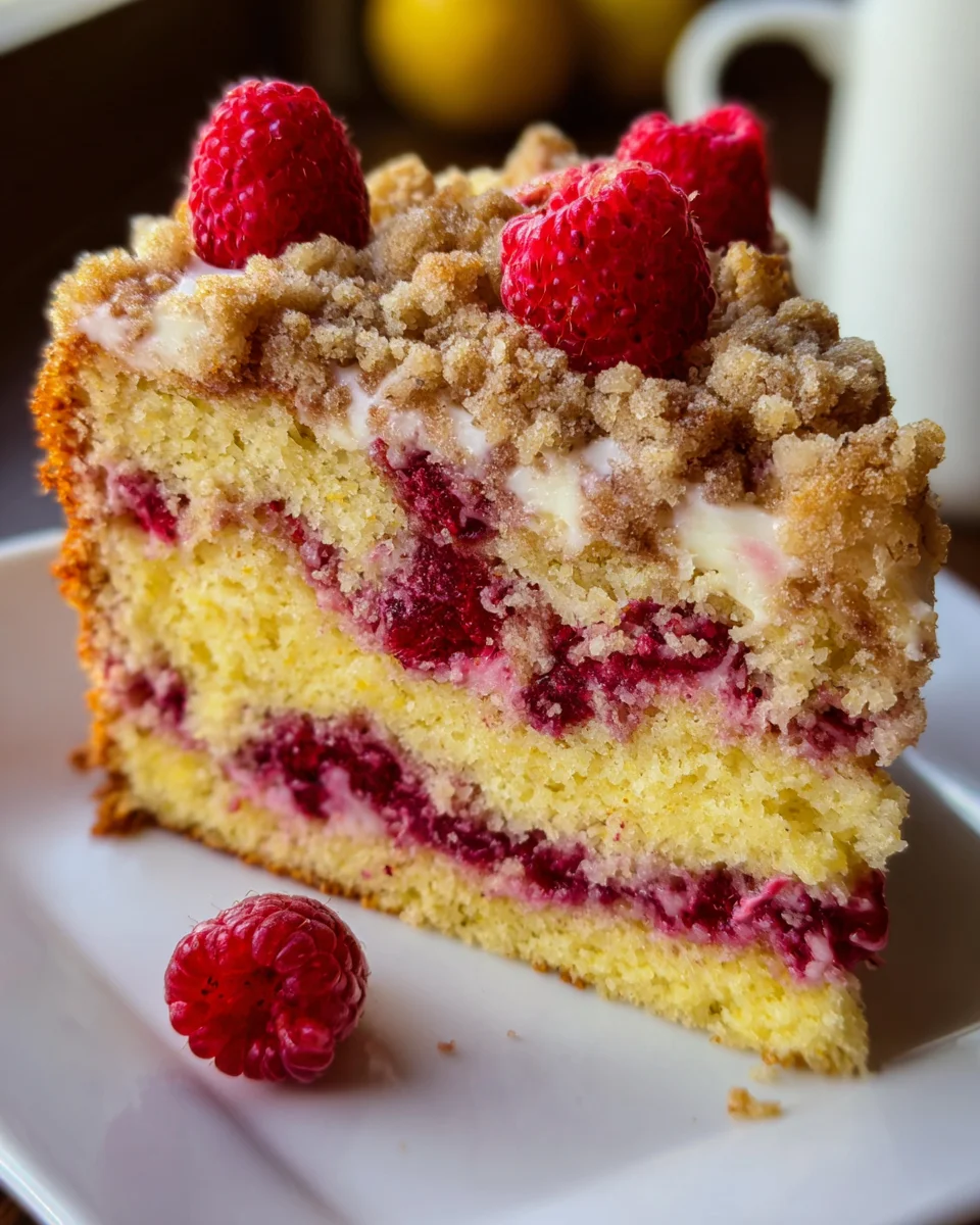 Easy Lemon Raspberry Cake with Crumb Topping