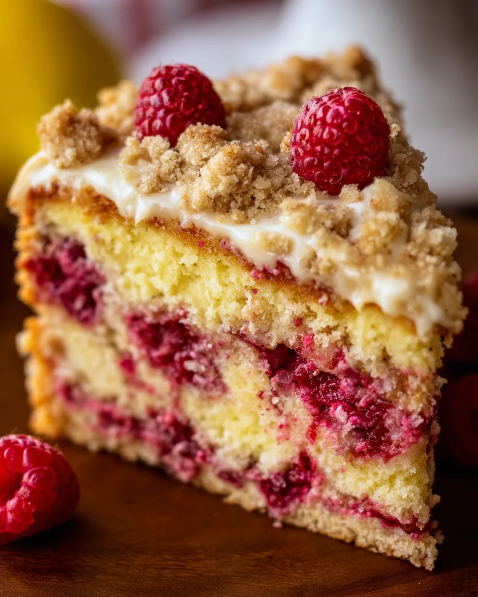 Easy Lemon Raspberry Cake with Crumb Topping 24 Easy