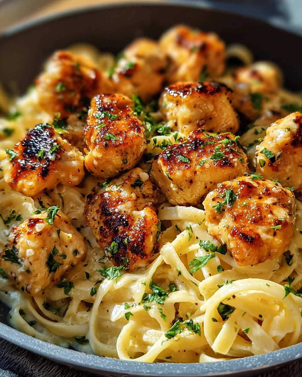 Garlic Butter Chicken Bites with Savory Creamy Parmesan Pasta 17 Garlic