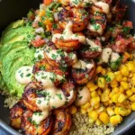 Grilled Shrimp Bowl with Avocado, Corn Salsa & Creamy Sauce 36 Grilled Shrimp Bowl with Avocado, Corn Salsa & Creamy Sauce