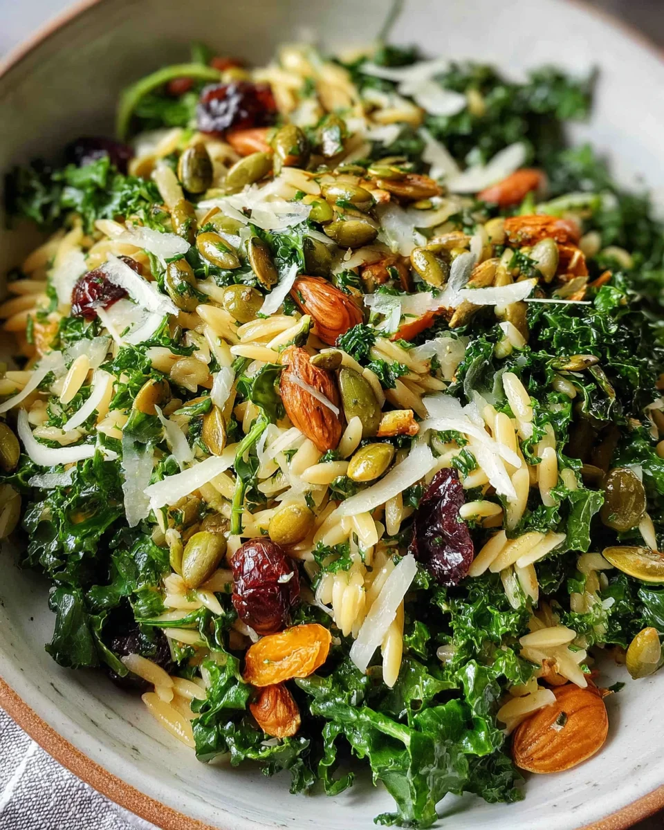 Orzo Kale Salad with Lemon Vinaigrette