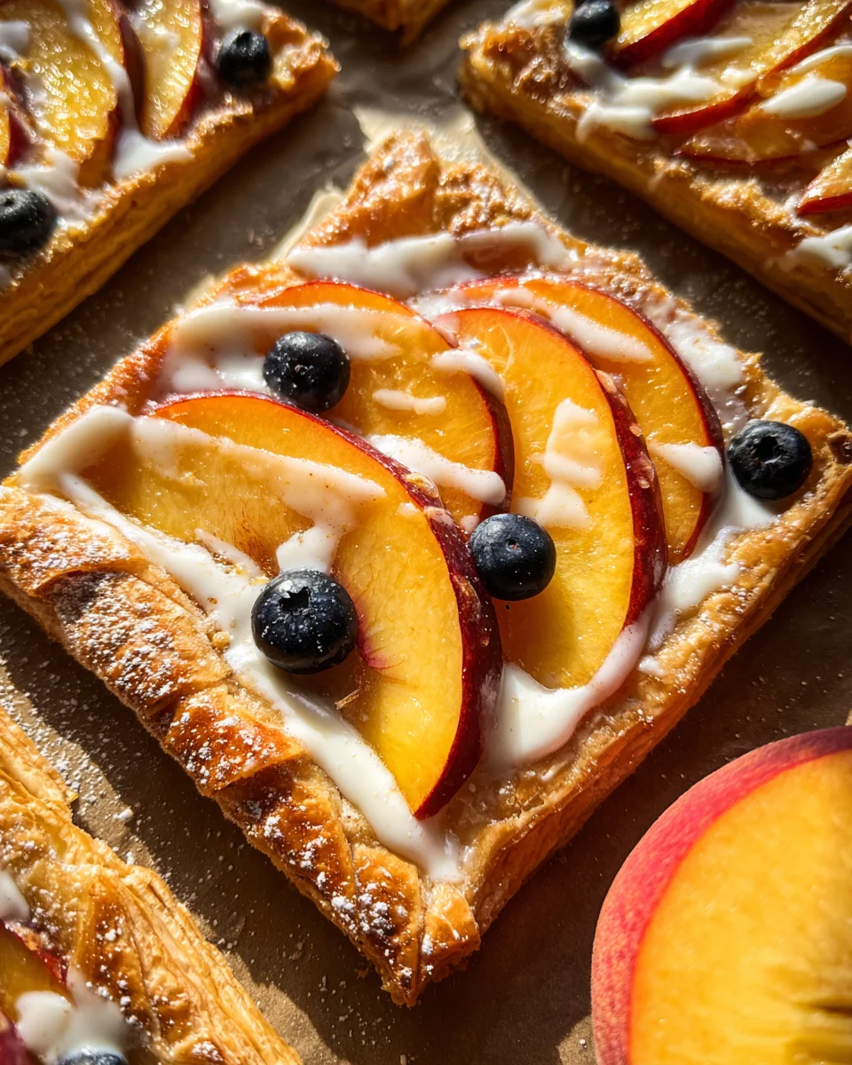Peaches and Cream Puff Pastry Tart
