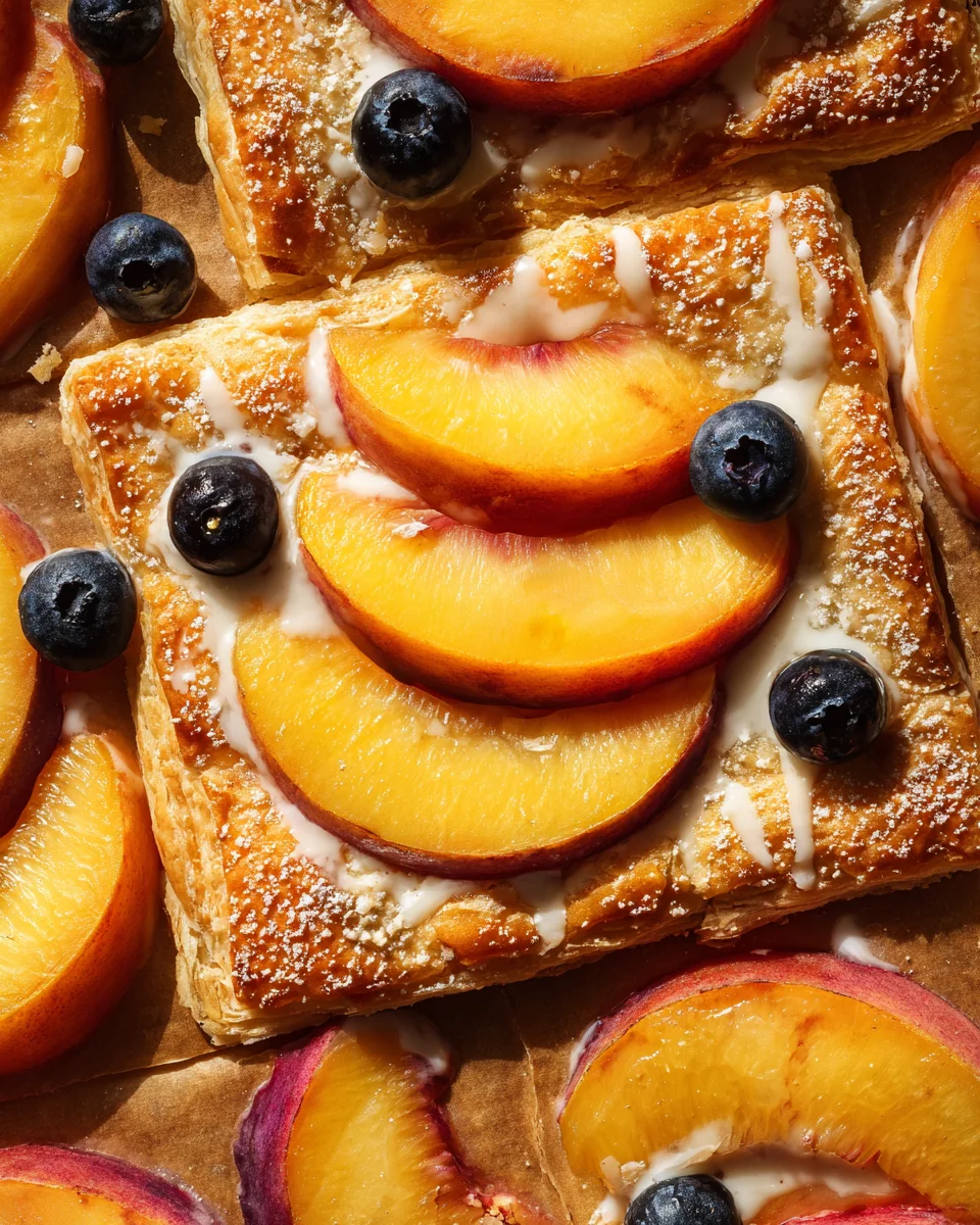 Peaches and Cream Puff Pastry Tart 21 Peaches