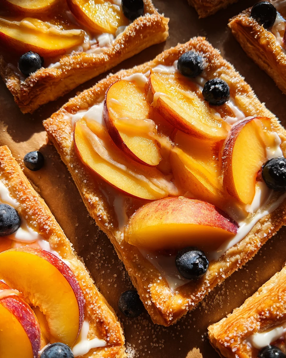 Peaches and Cream Puff Pastry Tart 22 Peaches