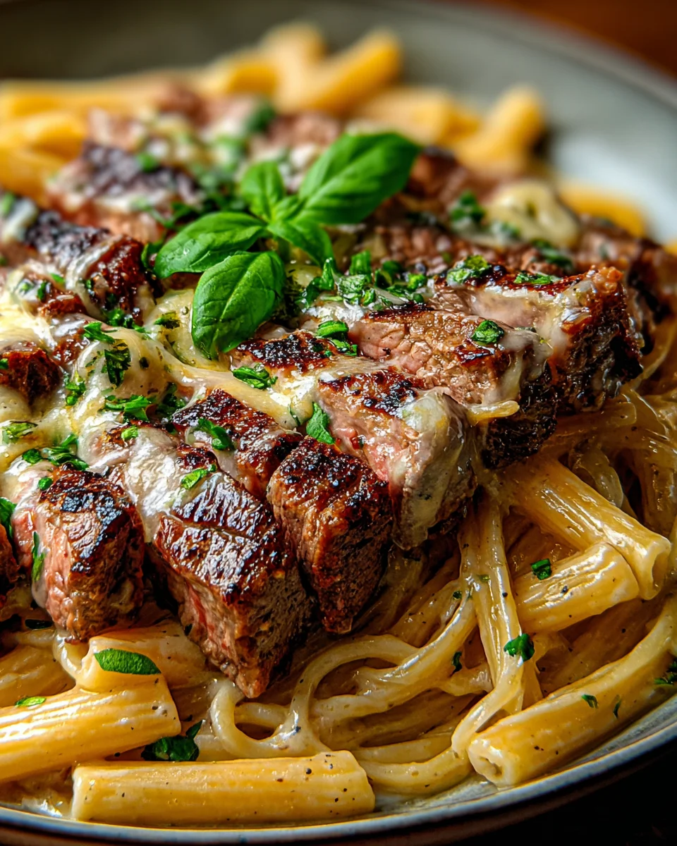 Steak and Creamy Garlic Parmesan Pasta 17 Steak