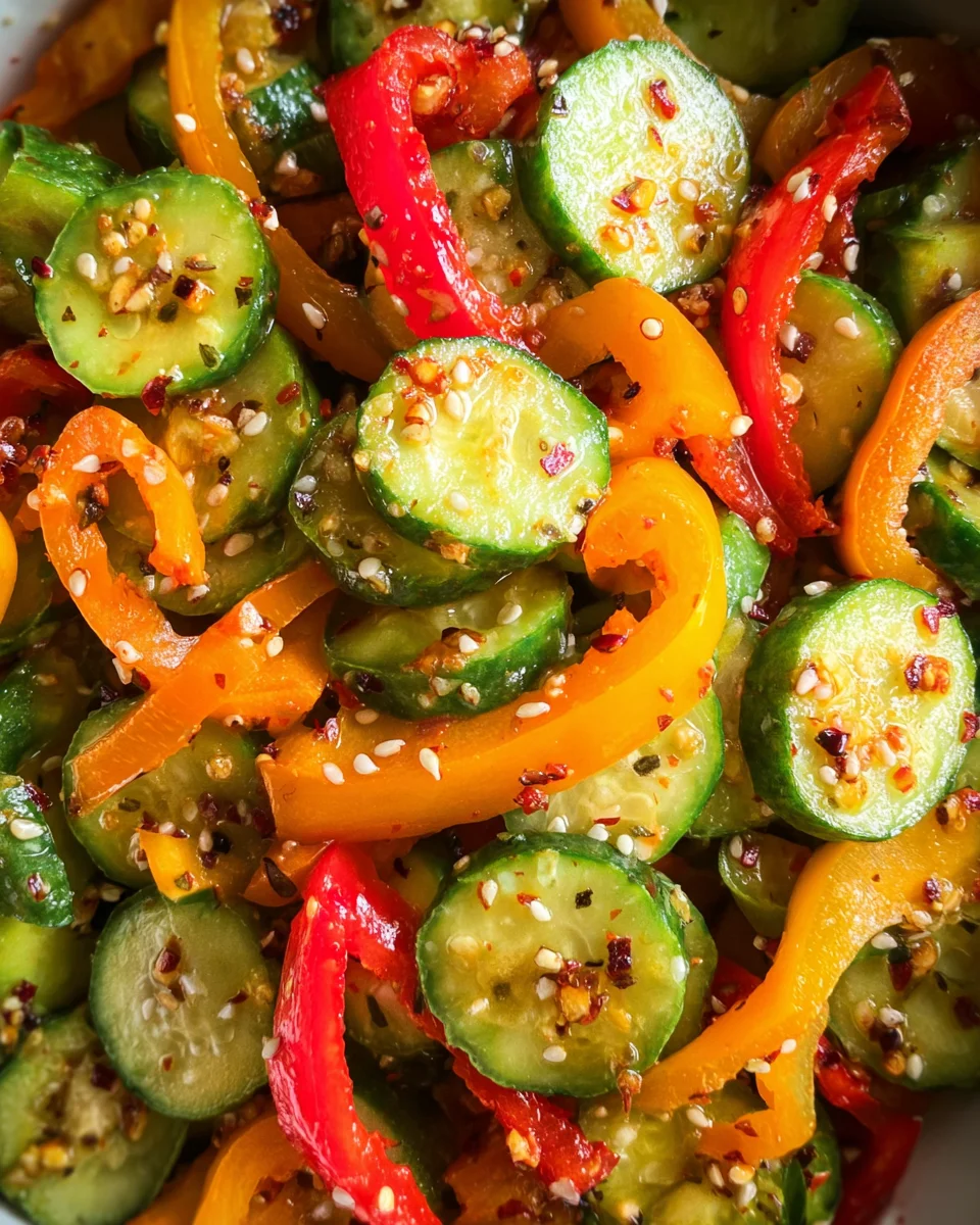Viral TikTok Cucumber & Bell Pepper Salad