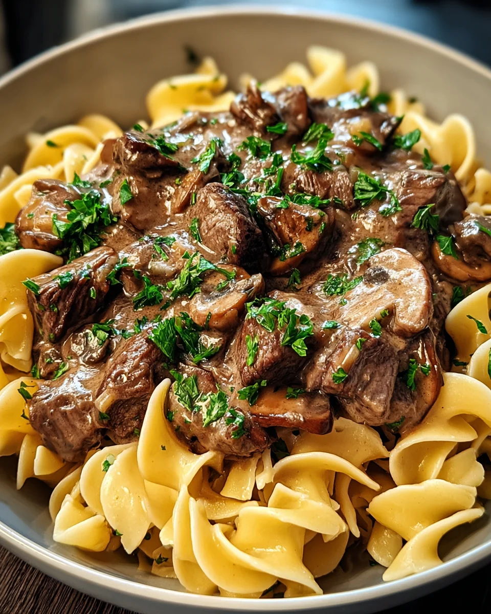 Beef Stroganoff with Egg Noodles 25 Beef