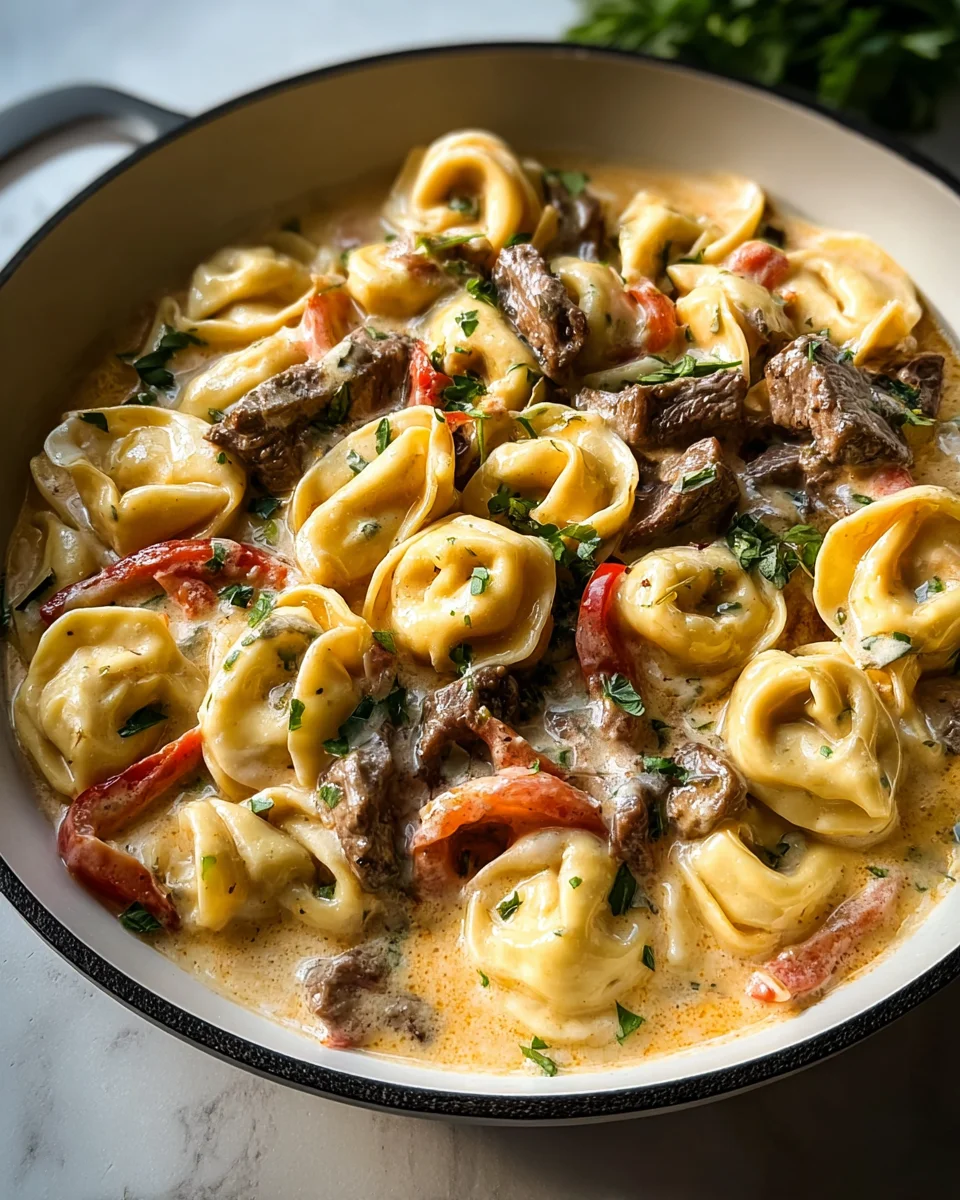 Cheesesteak Tortellini in Creamy Provolone Sauce 22 Cheesesteak