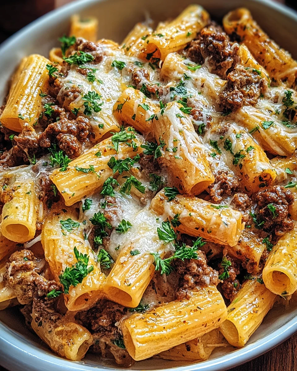 Creamy Parmesan Beef Rigatoni