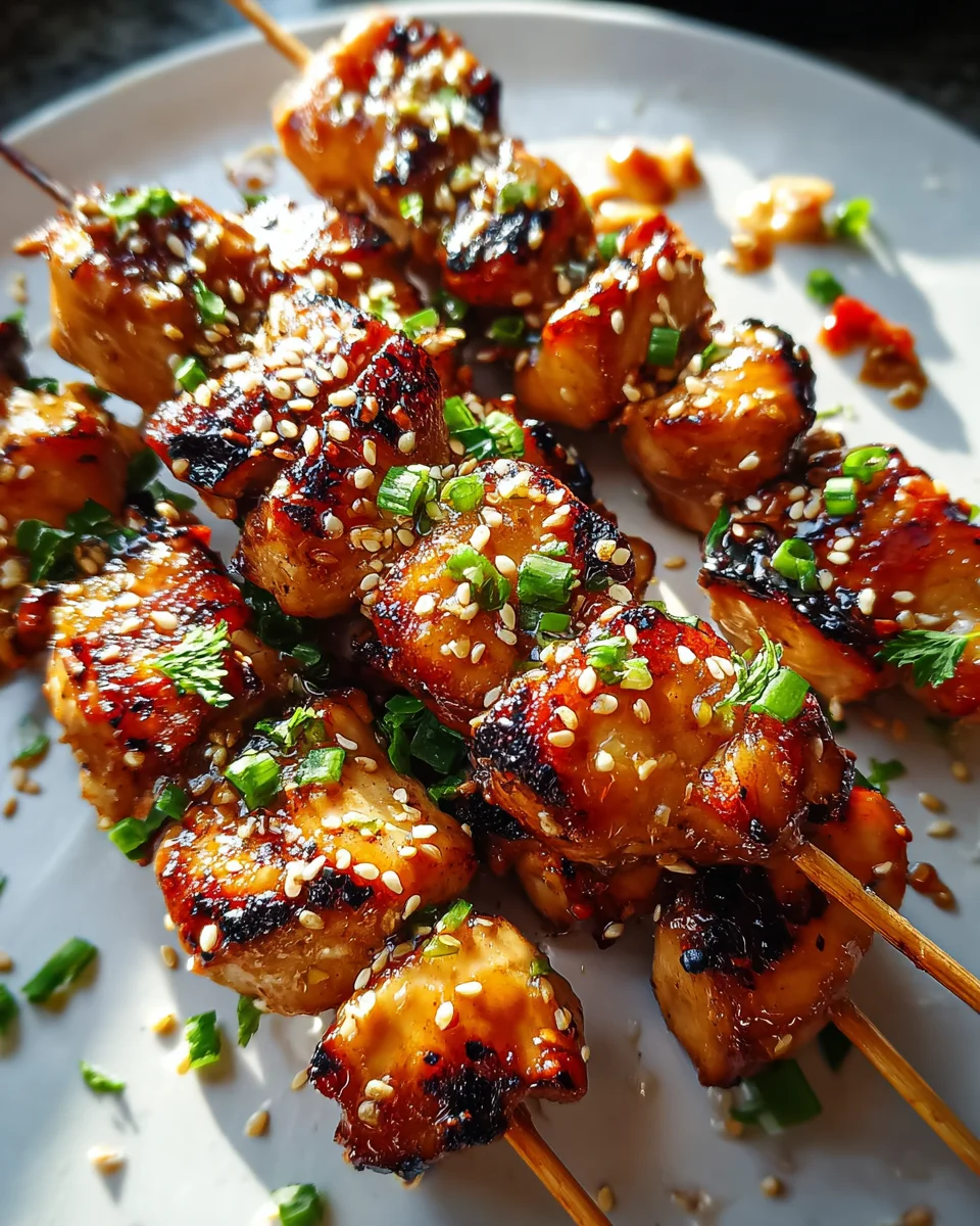 Easy Grilled Asian Chicken Skewers with Honey Garlic Sauce