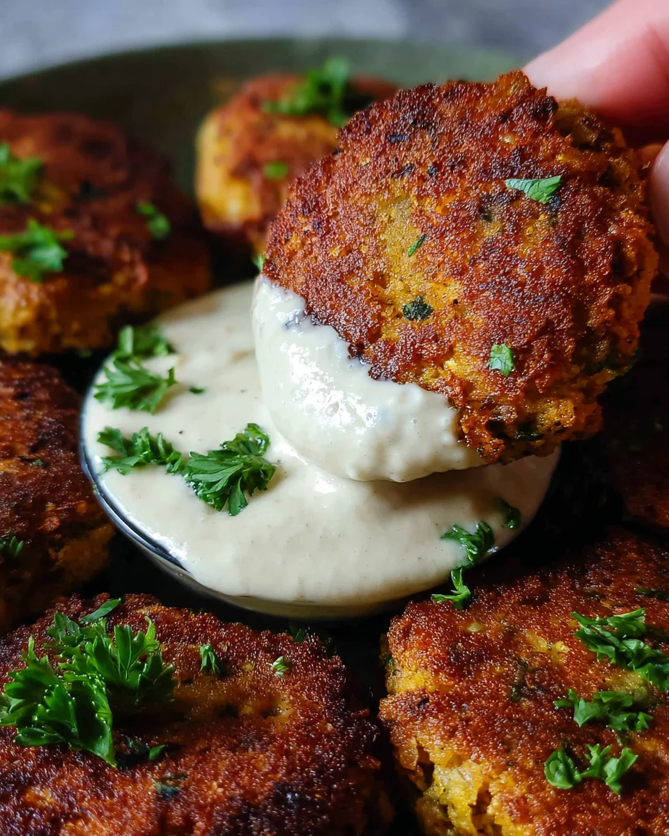 Easy Lentil Patties (with Lemon Tahini Dip)