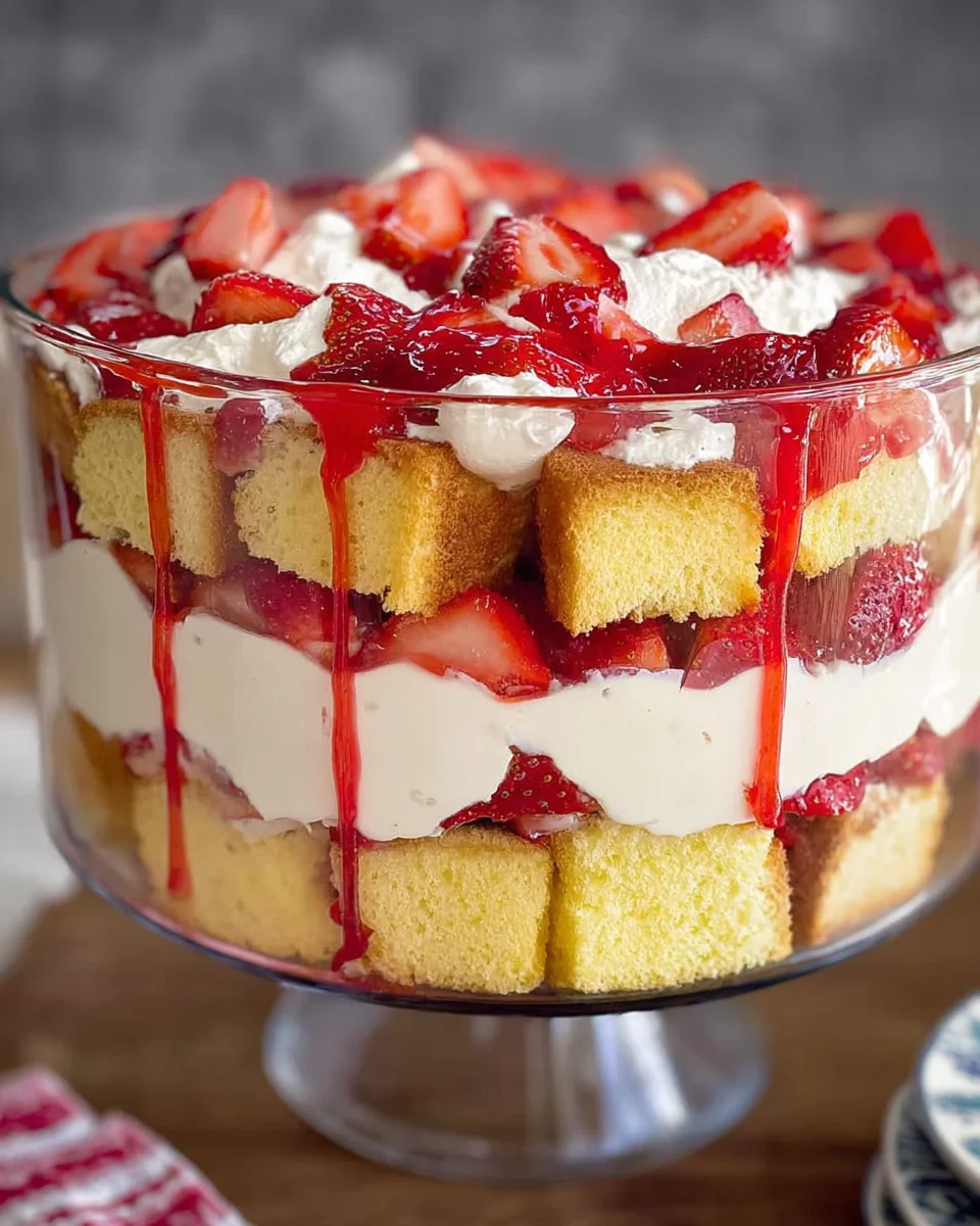 Easy Strawberry Trifle with Pound Cake