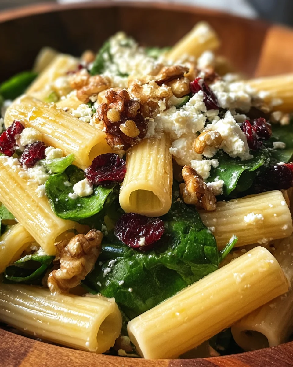 Feta & Cranberry Rigatoni Salad with Lemon Vinaigrette