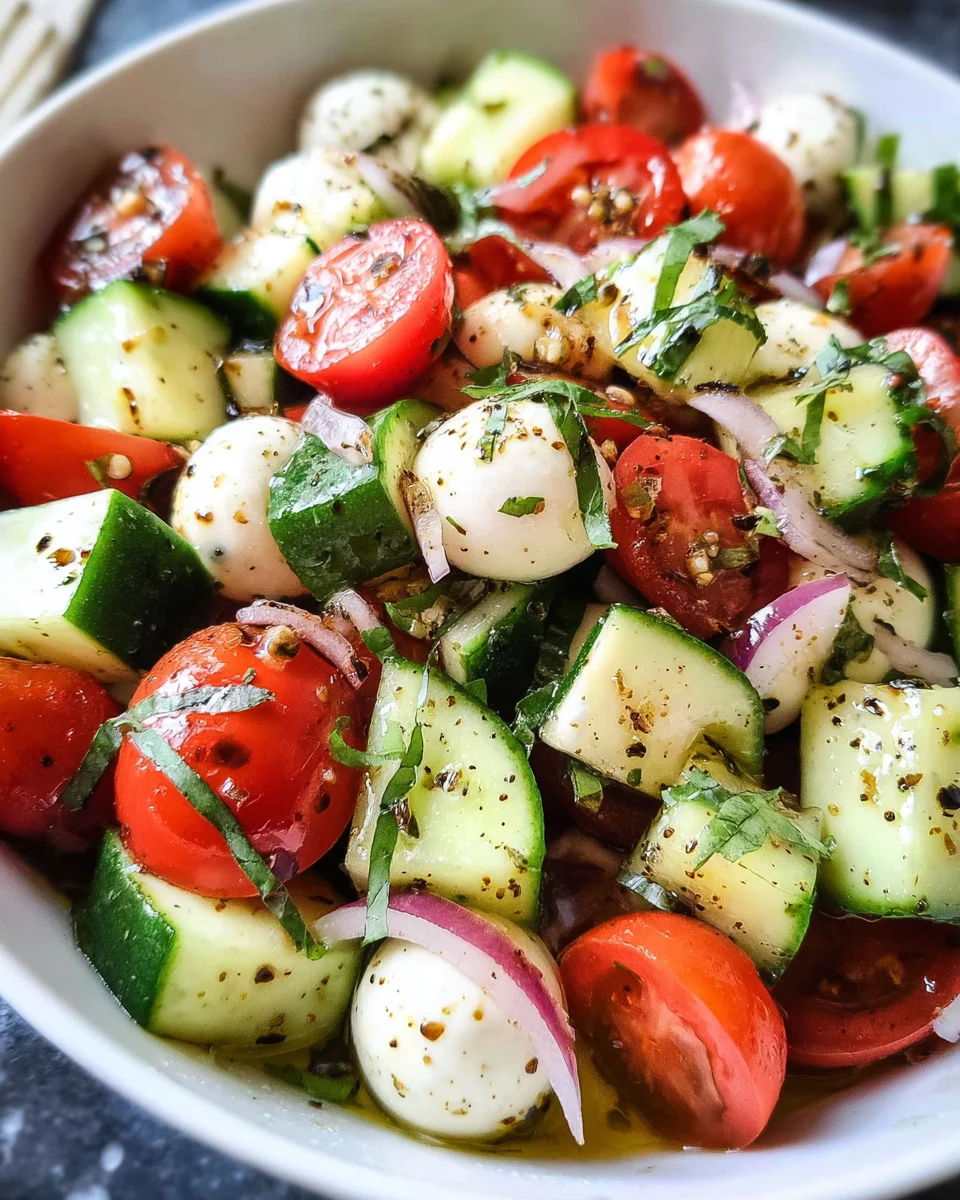 Fresh Cucumber Caprese Salad