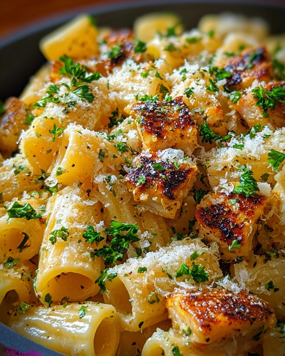 Garlic Butter Chicken with Rigatoni and Parmesan