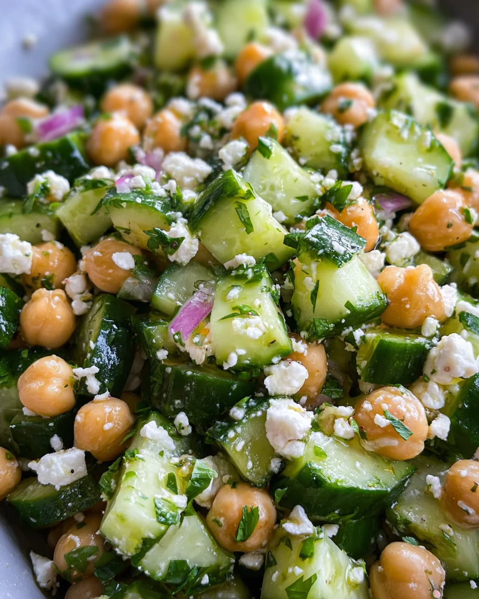 Herby Cucumber Salad with Feta and Chickpeas