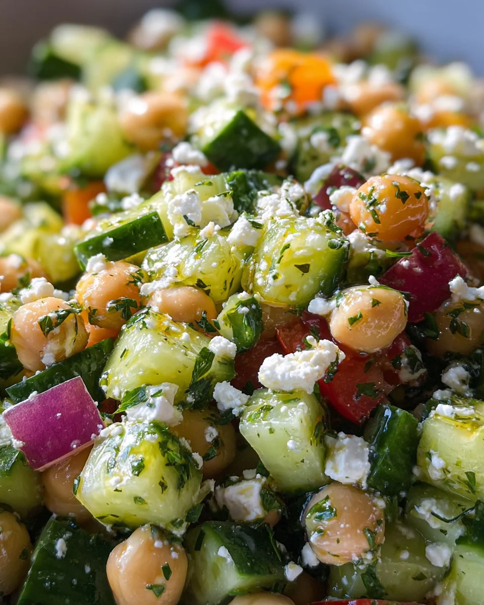 Herby Cucumber Salad with Feta and Chickpeas 21 Herby