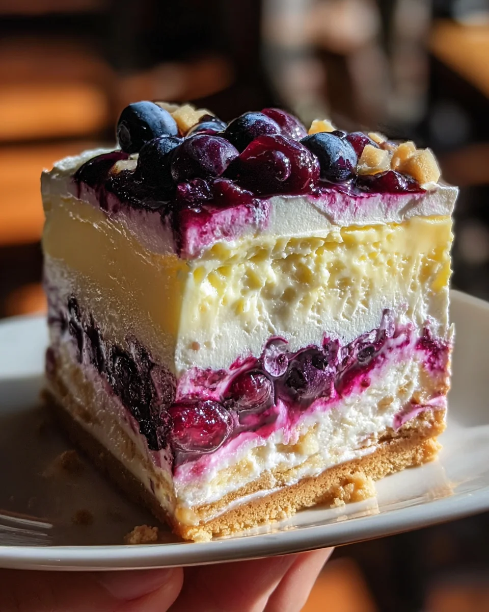 Lemon Blueberry Shortbread Mousse Cake