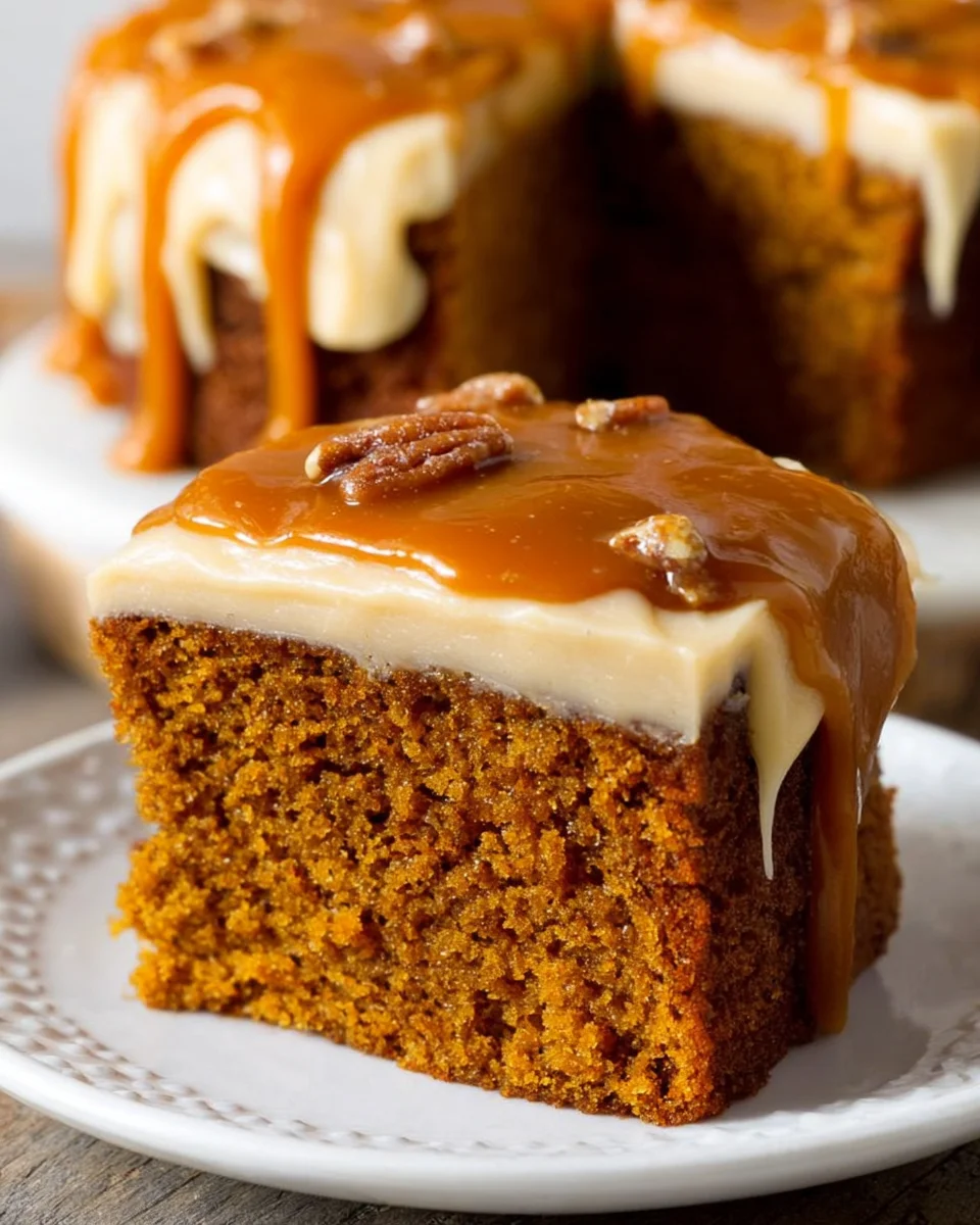 Pumpkin Cake with Caramel Cream Cheese Frosting 33 Pumpkin