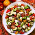 Tomato Cucumber Avocado Salad with Mozzarella and Basil Pesto 19 Tomato Cucumber Avocado Salad with Mozzarella and Basil Pesto