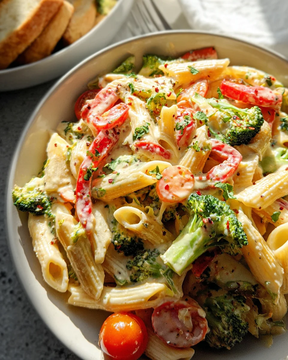 Vegan Pasta Primavera with Creamy Garlic Cashew Sauce 30 Vegan