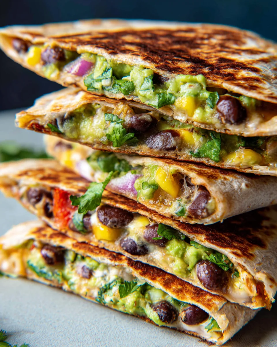 Vegan Quesadillas with Black Beans and Avocado