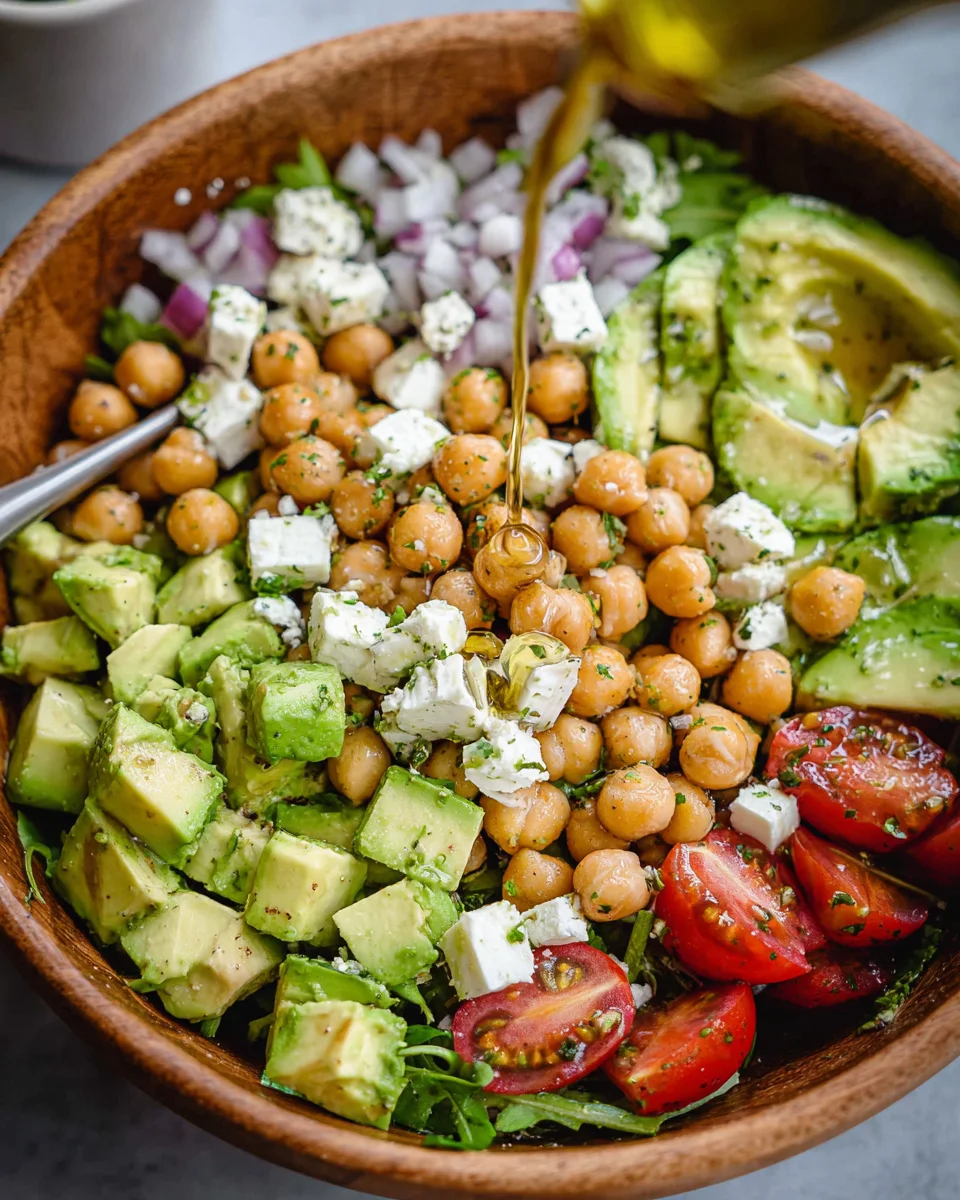 Chickpea Feta Avocado Salad