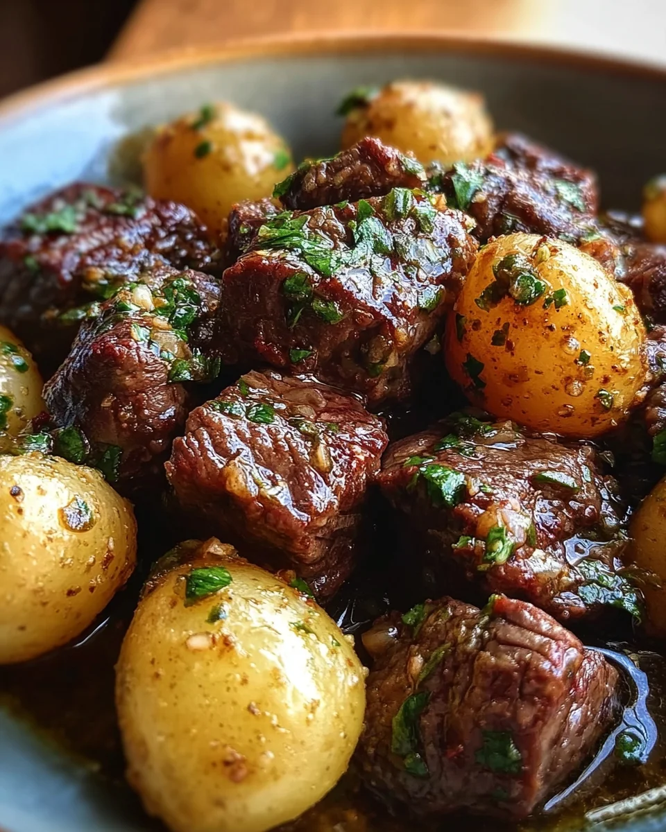Garlic Butter Beef Bites with Potatoes