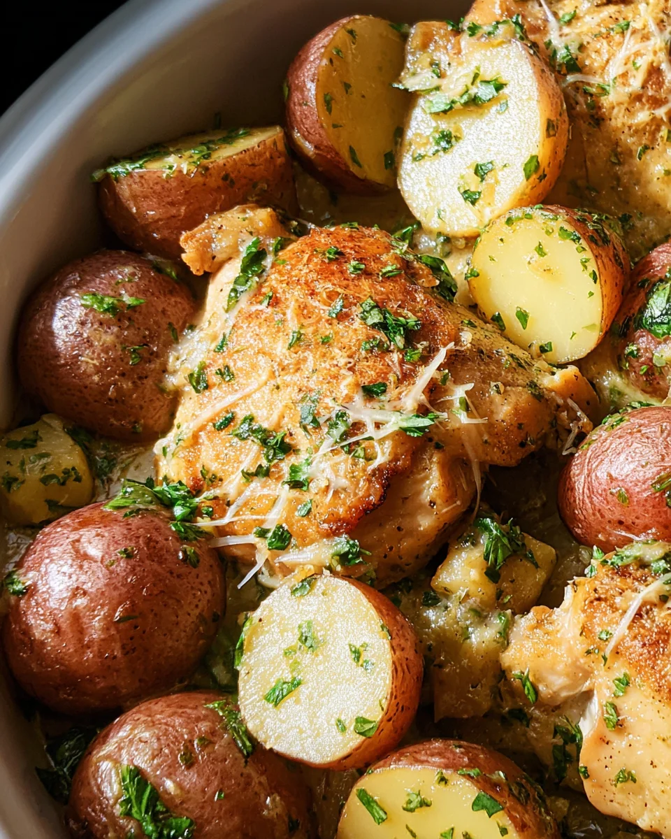 Garlic Parmesan Crockpot Chicken and Potatoes