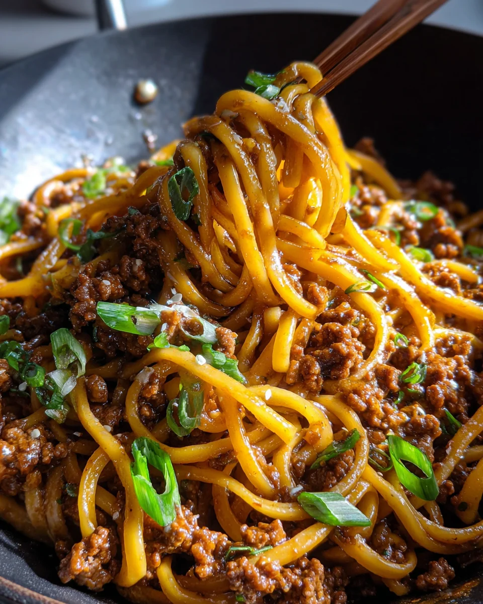 Ground Beef Mongolian Noodles