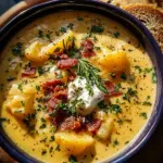 Hearty Cheddar Garlic Herb Potato Soup Recipe