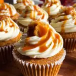 Pumpkin Cupcakes with Salted Caramel Cream Cheese Frosting