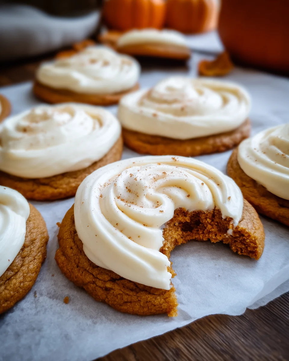 Pumpkin Sugar Cookies with Cream Cheese Frosting