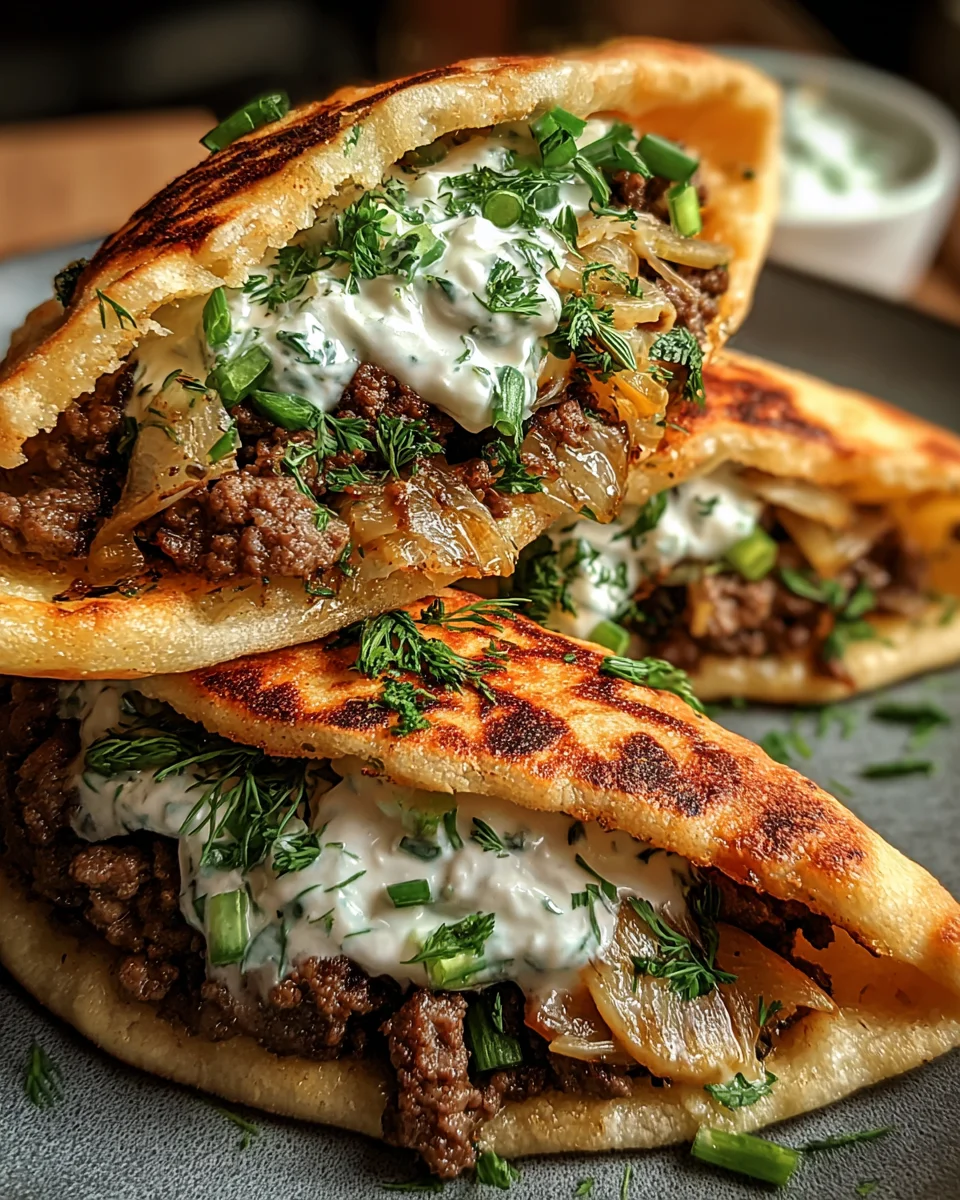 Cheesy Beef and Mushroom Pita Pockets with Tzatziki Sauce 23 Cheesy