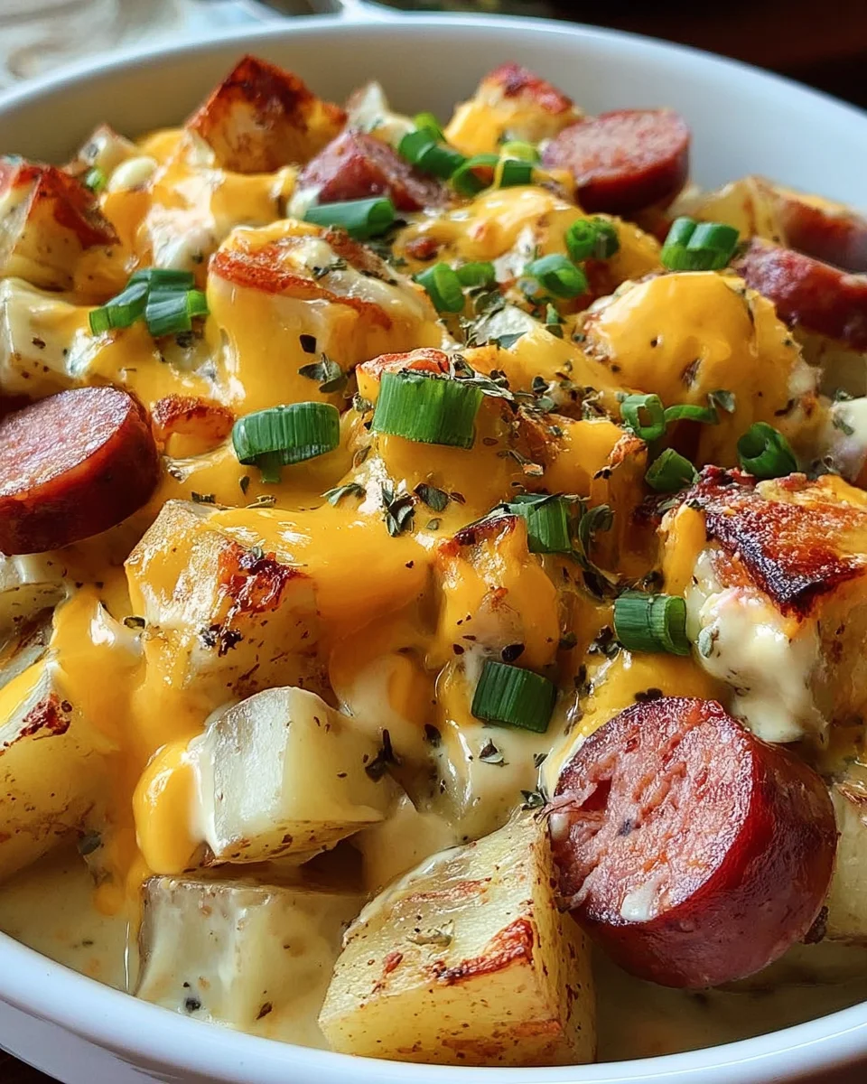 Cheesy Ranch Potatoes and Smoked Sausage