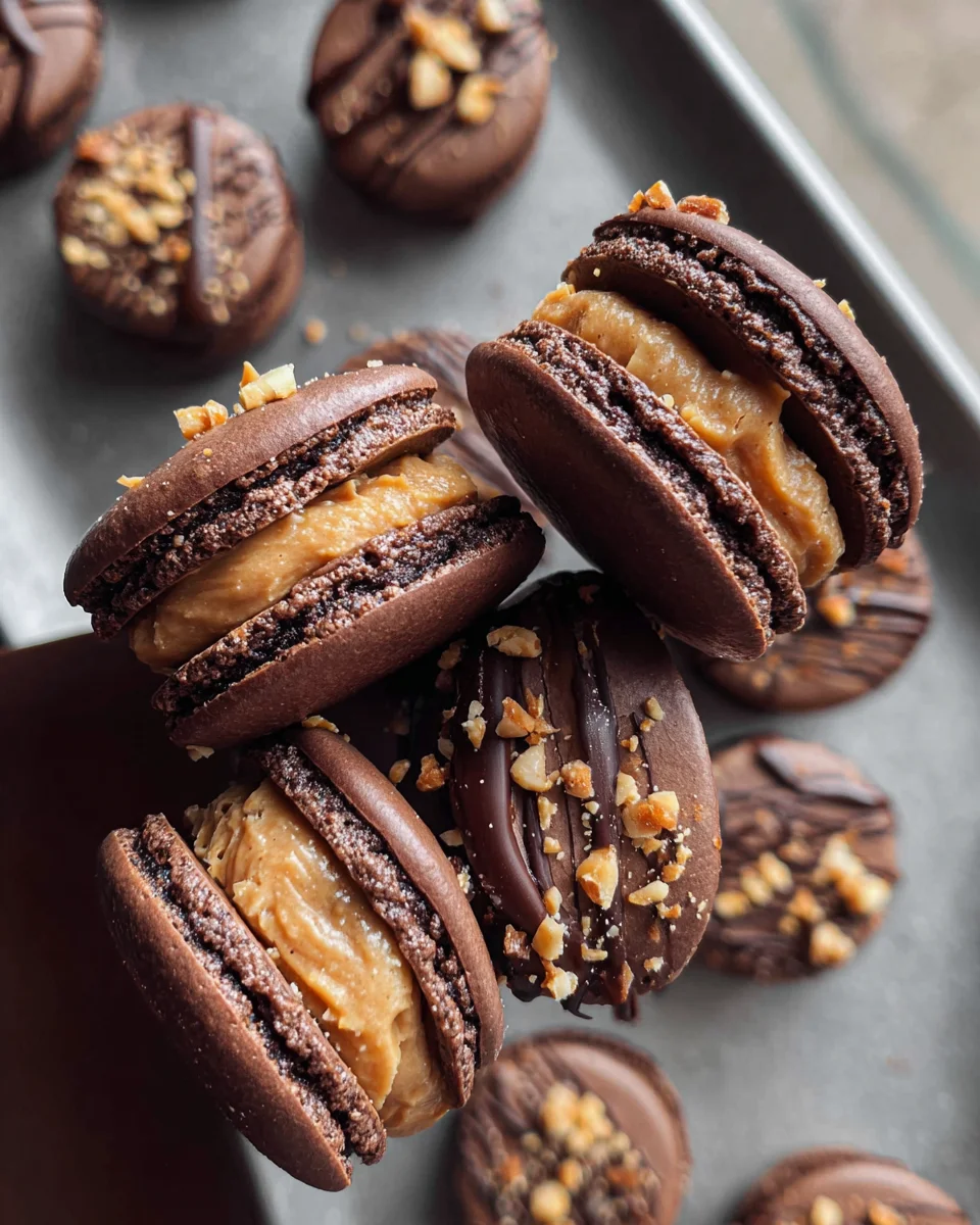 Chocolate Peanut Butter Macarons