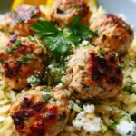 Greek Chicken Meatballs with Lemon Orzo