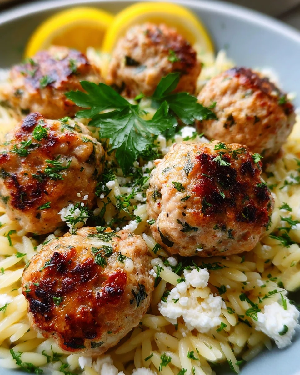 Greek Chicken Meatballs with Lemon Orzo 29 Greek Chicken Meatballs with Lemon Orzo