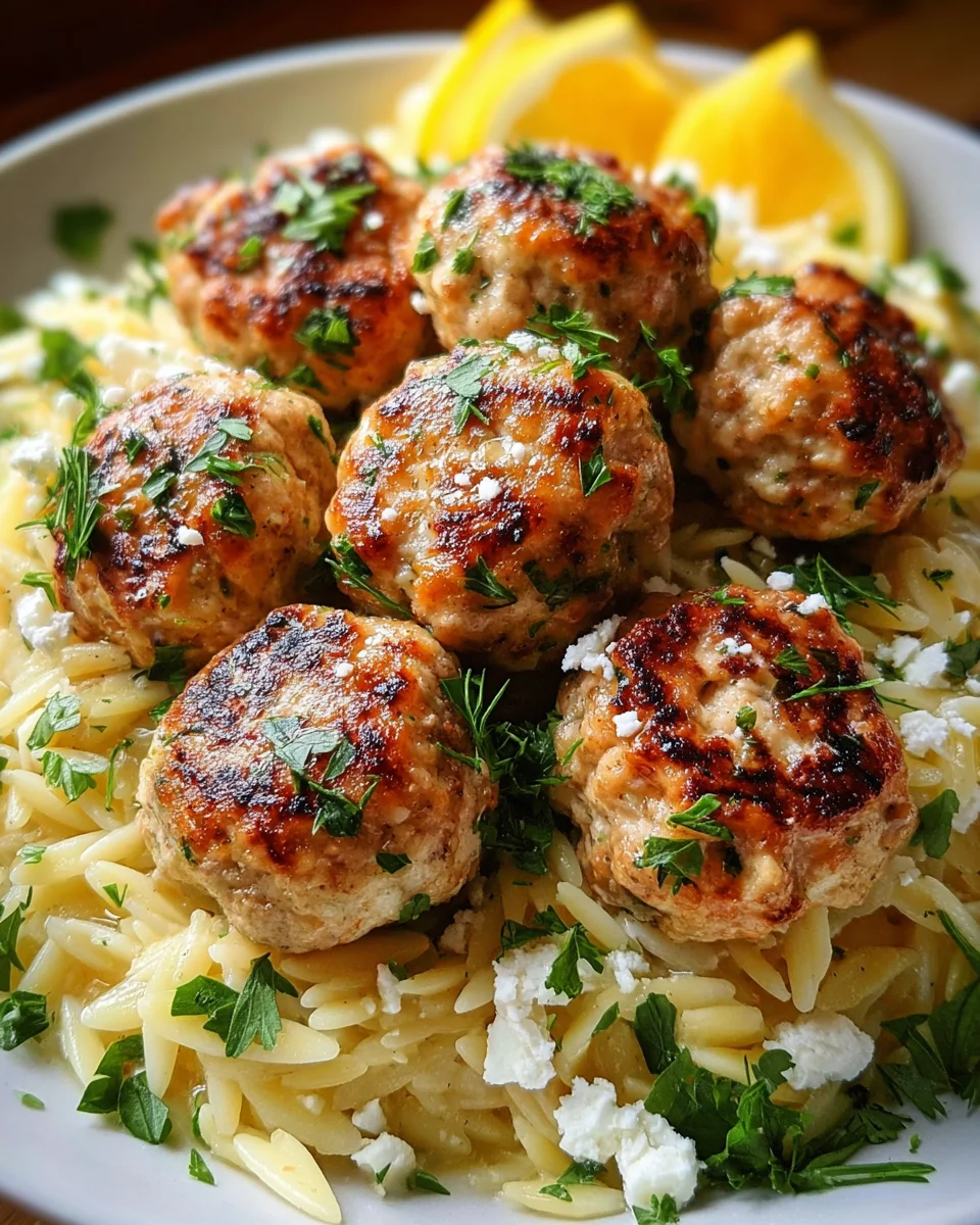 Greek Chicken Meatballs with Lemon Orzo 19 Greek