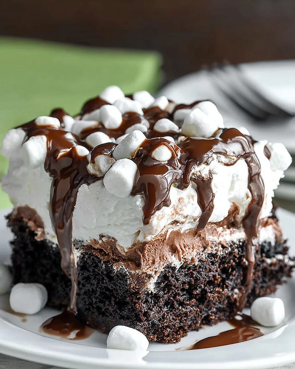 Marshmallow Chocolate Poke Cake