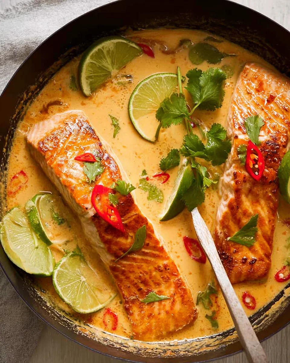 Poached Salmon in Coconut Lime Sauce