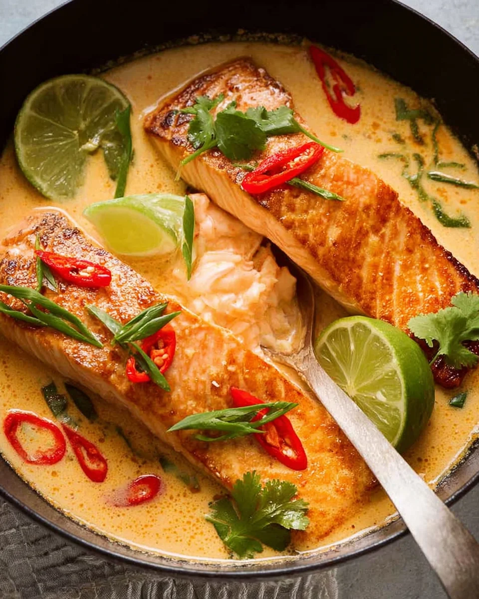 Poached Salmon in Coconut Lime Sauce 20 Poached