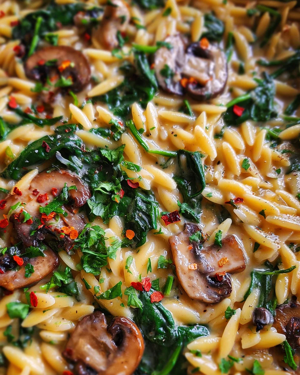 Spinach Mushroom Orzo