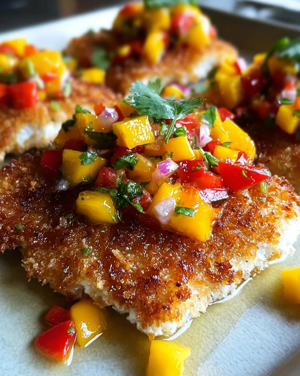 Tropical Coconut Crusted Fish with Mango Salsa