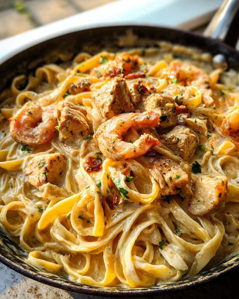 Cajun Chicken and Shrimp Alfredo