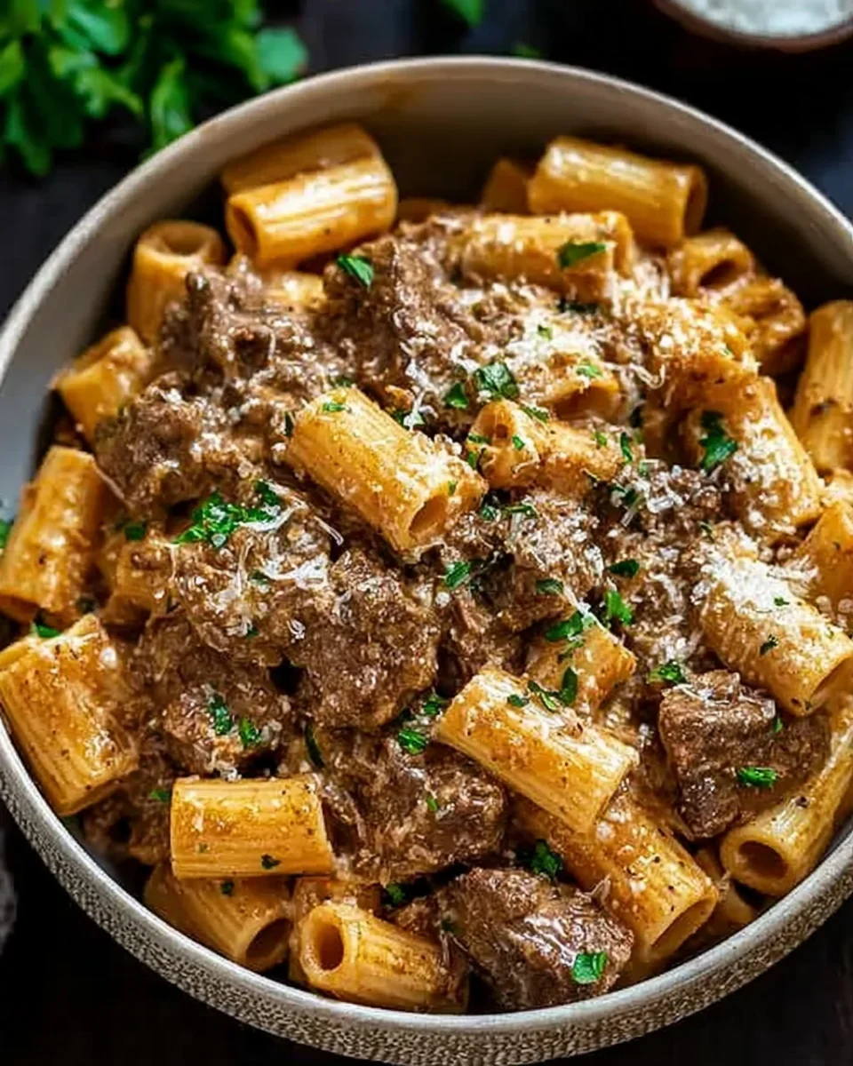 Creamy Garlic Beef Pasta 24 Creamy