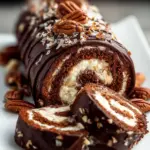 Decadent German Chocolate Coconut Pecan Roll Cake