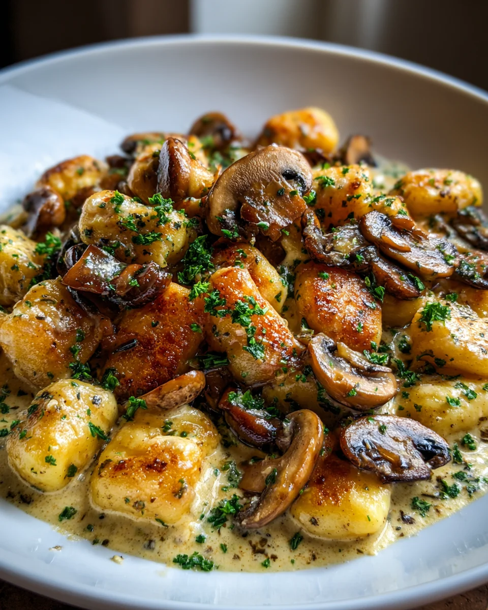 Mushroom Gnocchi with Parmesan Cream Sauce Recipe