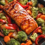 One Pan Baked Teriyaki Salmon and Vegetables